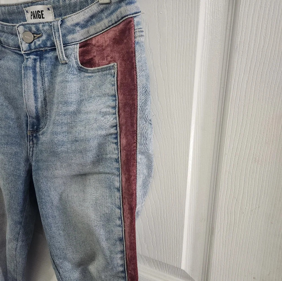 Paige jeans cindy 90s Velvet stripe high waist raw hem size 27 - Picture 12 of 15